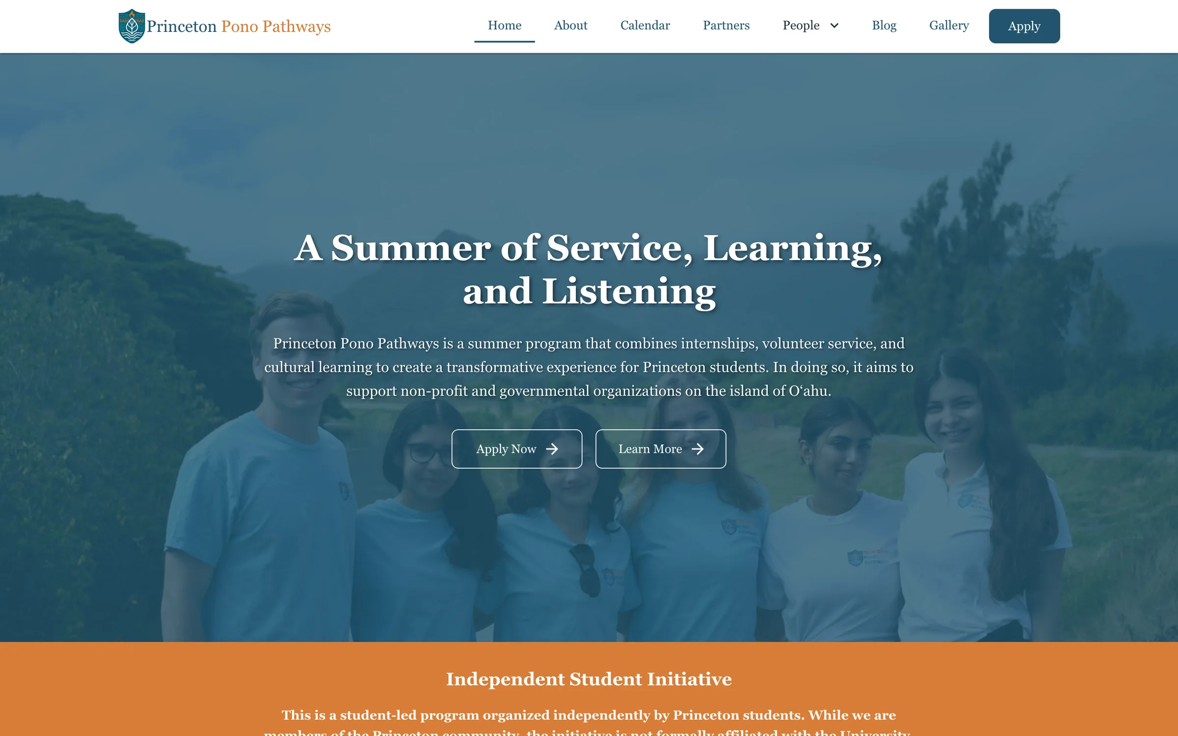 Princeton Pono Pathways website on desktop
